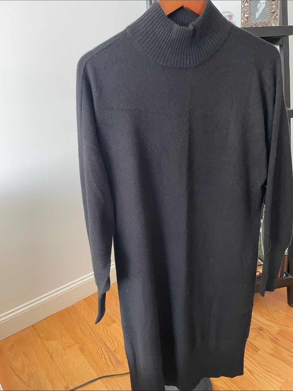 Ann Taylor cashmere Black Ribbed Turtleneck Sweater Dress - Picture 7 of 8